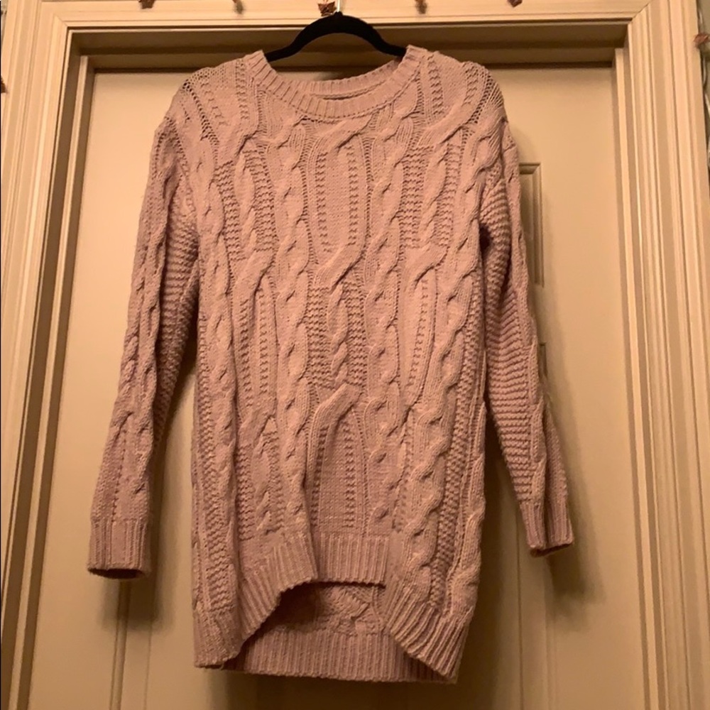 Tan knit sweater can be worn as dress or a top